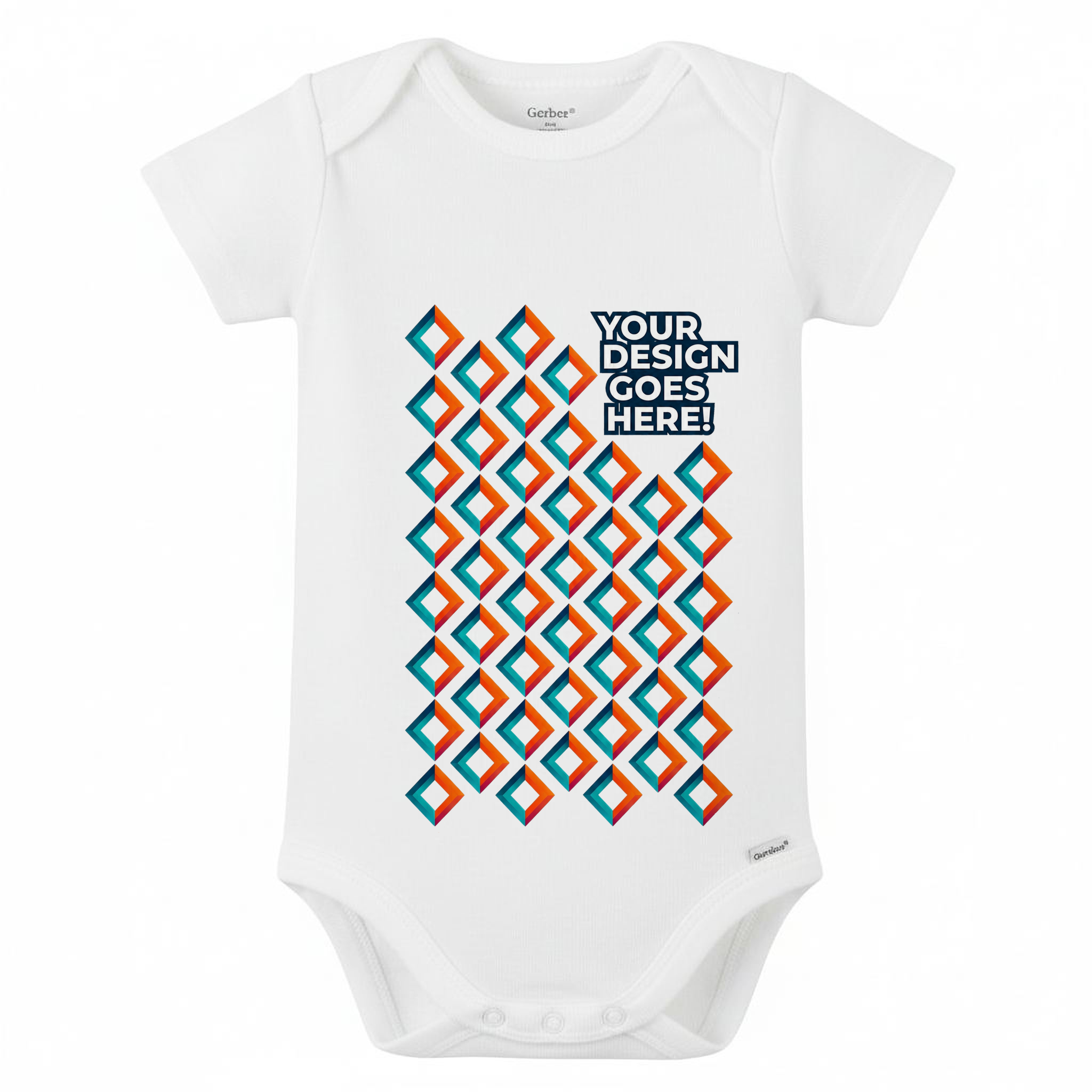 ORGANIC WHITE ONESIES BRAND SHORT SLEEVE BODYSUITS mockup